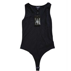 True Religion Black  V Neck Bodysuit One Piece Size S/P